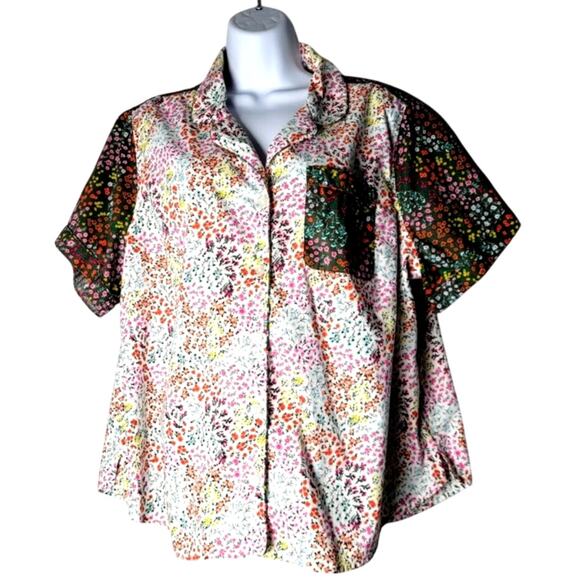 Lands’ End Pajama Top 1X Floral Button Front Cotton India Cottagecore Soft - Picture 1 of 7